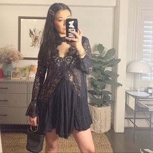 free people black lace tunic